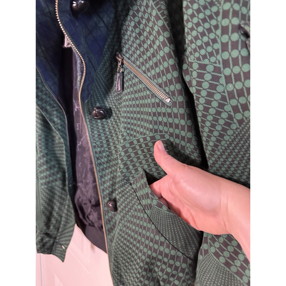VTG L.A.M.B Gwen Stefani Fall 2008 Size Sm Green Bomber Coat Houndstooth - Picture 8 of 11